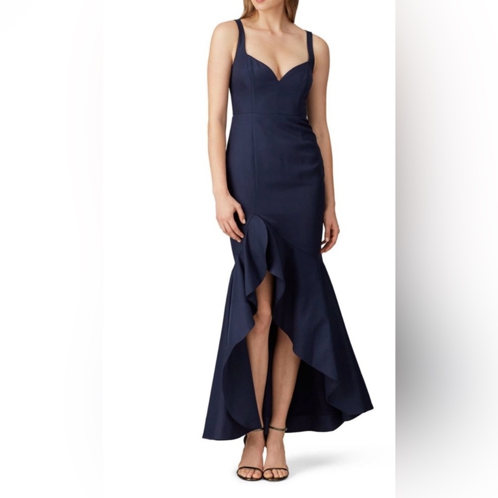 Fame and Partners Bromley Gown Size 14 Navy Blue Fit & Flare Mermaid Bodycon